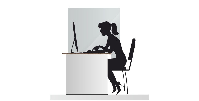 Protector de metacrilato para puestos de trabajo en oficinas