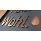 Letras de dibond satinado cobre + metacrilato iluminado