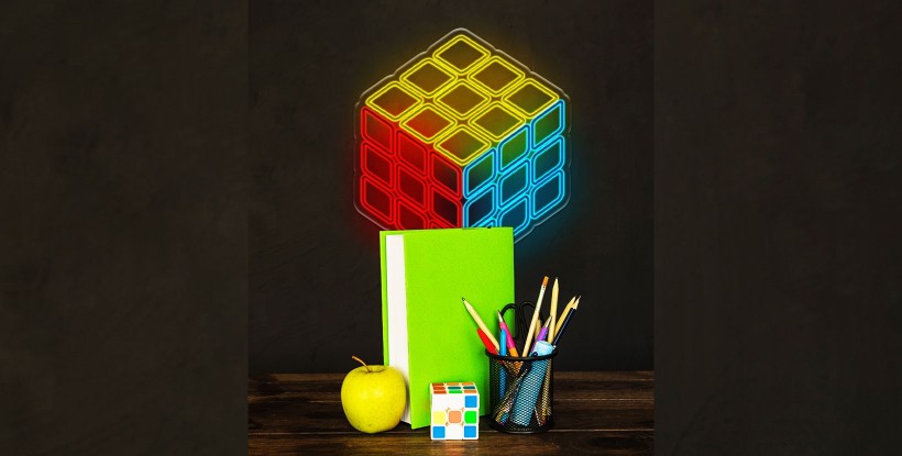 Neón cubo rubik