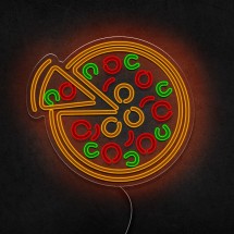 Neón pizza cortada