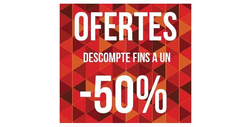 Cartel ofertas -50% triángulos