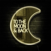 Neón fly me to the moon base metacrilato espejo