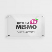 Placa metacrilato transparente rotulada