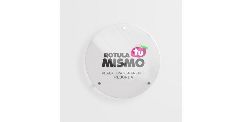 Placa redonda de metacrilato rotulada