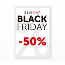 Cartel Black Friday 50% Blanco