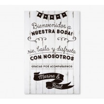 Cartel Bienvenida Boda Blanco