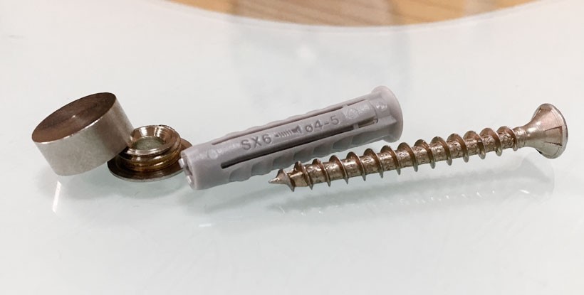 Kit x4 tornillo, taco, embellecedor mini