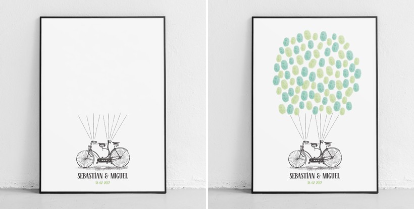 Árbol de huellas tandem boda