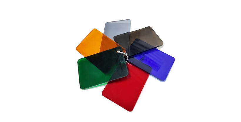 Placa de metacrilato transparente de color gris claro
