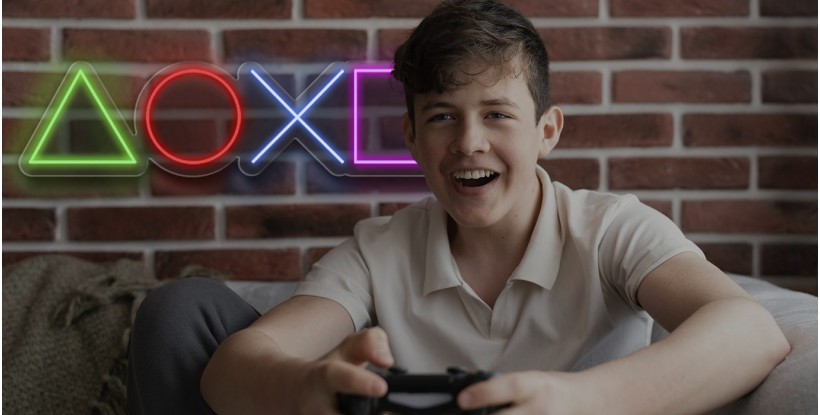 Neón símbolos Play Station