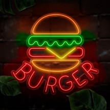 Neon burger con lechuga y queso