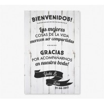 Cartel Bienvenidos a nuestra Boda madera blanca