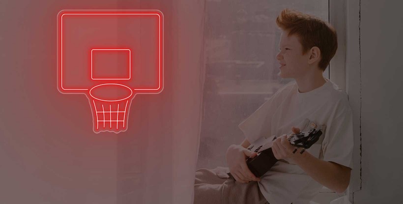 Neón canasta de baloncesto