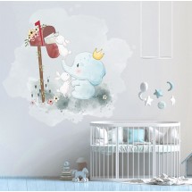 Vinilo Bebe elefante con conejitos