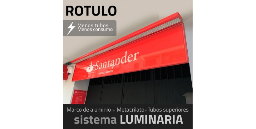 Rótulo de perfiles de aluminio con luminaria superior