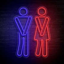 Neón iconos baño chico y chica