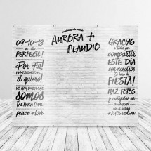 Photocall Boda efecto Ladrillo Blanco